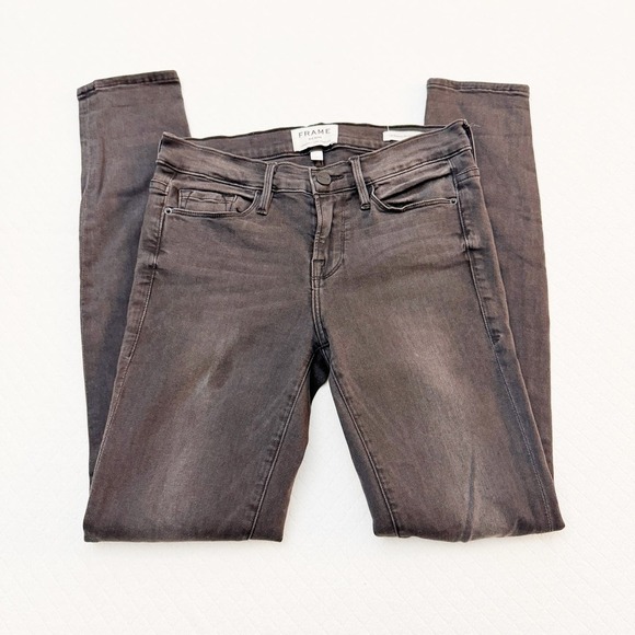 Frame Le Skinny De Jeanne Black Skinny Denim Jeans Size 26 - Picture 4 of 9